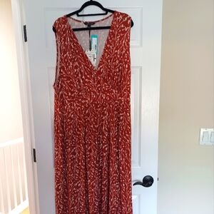 NWT 3X 41 Hawthorn Maxi Dress in Burnt Orange and Cream